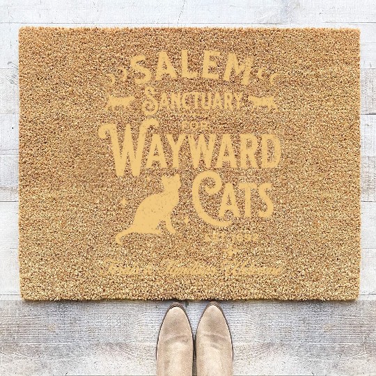 Salem Sanctuary for Wayward Cats Black Coir Doormats
