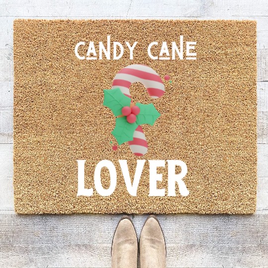 Candy Cane Lover Christmas Peppermint Candy Canes Coir Doormats