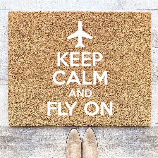 Keep Calm And Fly On Airplane Coir Doormats - Funny