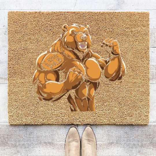 Brown Bear Biceps Tattoo I Love Dad Coir Doormats