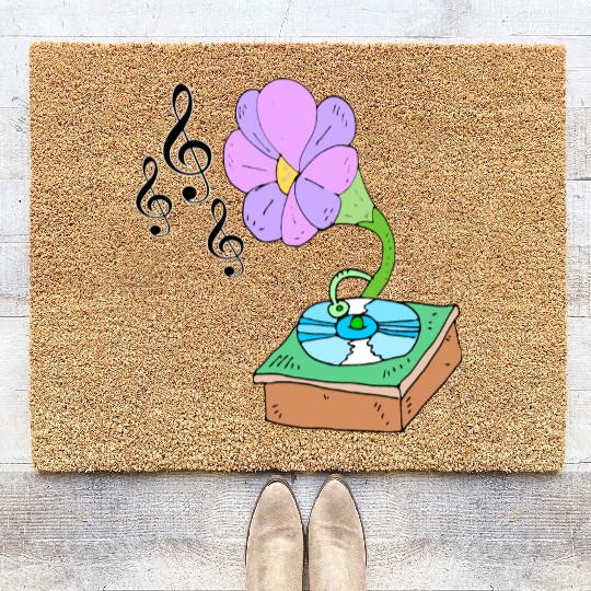 Music Blossom Floreal Surreal Music Lover Design Coir Doormats