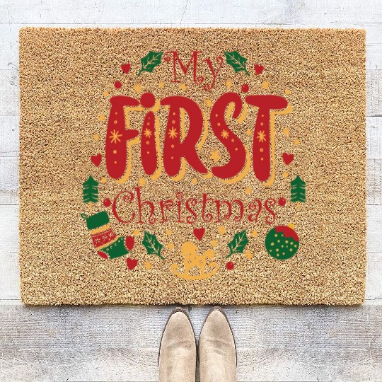 My First Christmas, Infant Baby Cute 1st Christmas Coir Doormats