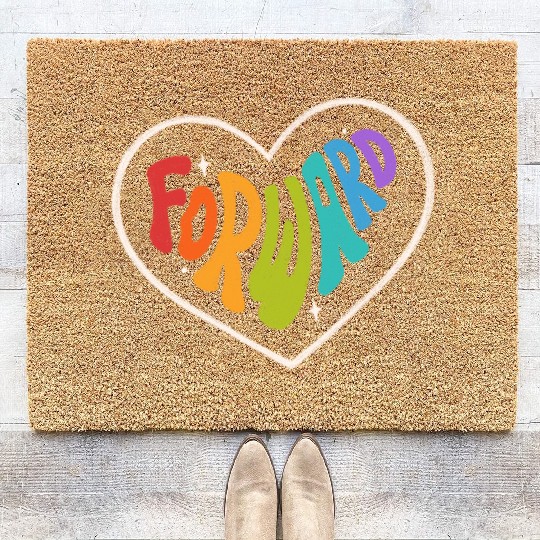 Forward Rainbow Pride Color Motivation Heart Coir Doormats
