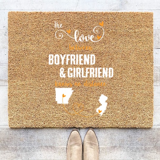 Love Between BF And GF Arkansas To New Jersey Gift Coir Doormats