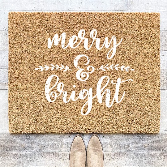 Merry And Bright Meme Funny Christmas Vintage Coir Doormats
