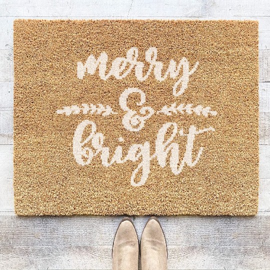 Merry And Bright Meme Funny Christmas Vintage Coir Doormats