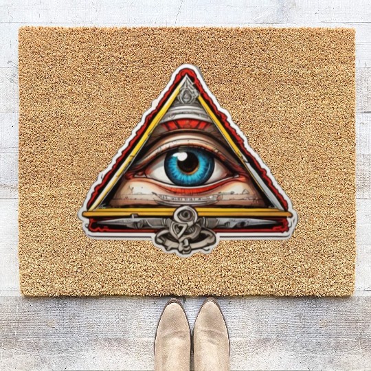 Illuminati one eye symbol of world society Coir Doormats