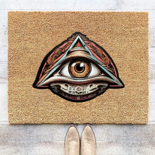 Illuminati world society symbol Coir Doormats