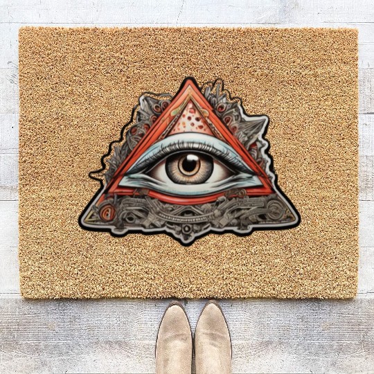 Illuminati one eye symbol of world society Coir Doormats