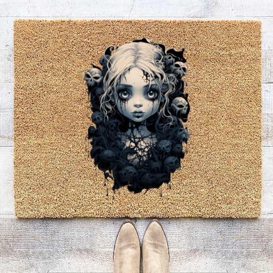 Gothic Girl Halloween Fantasy Dark Coir Doormats