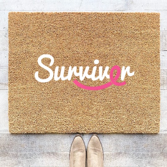 Breast Cancer Survivor K Ribbon Breast Cancer Awar Coir Doormats