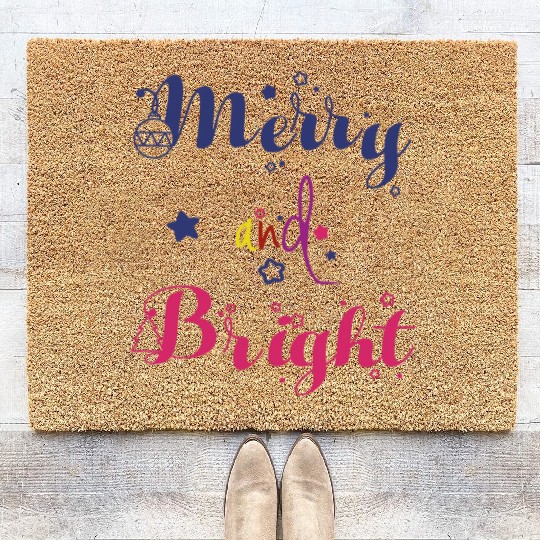 Merry and Bright Christmas Coir Doormats