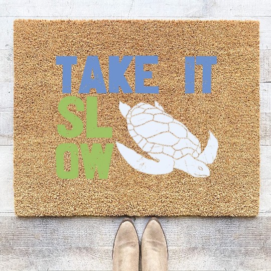 Save The Ocean Quote Take It Slow Coir Doormats