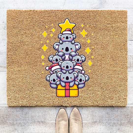 Koala Christmas Tree Merry Christmas Coir Doormats