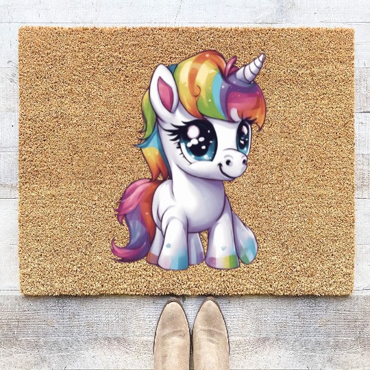 Baby Rainbow Unicorn Coir Doormats
