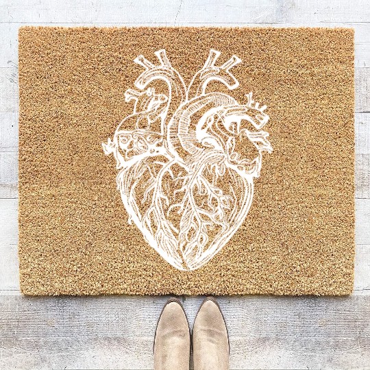 Geometric Playful Tattoo Shape Heart Coir Doormats