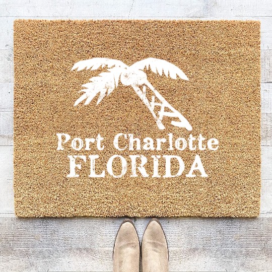 Port Charlotte Florida Palm Tree Souvenirs Gifts Coir Doormats