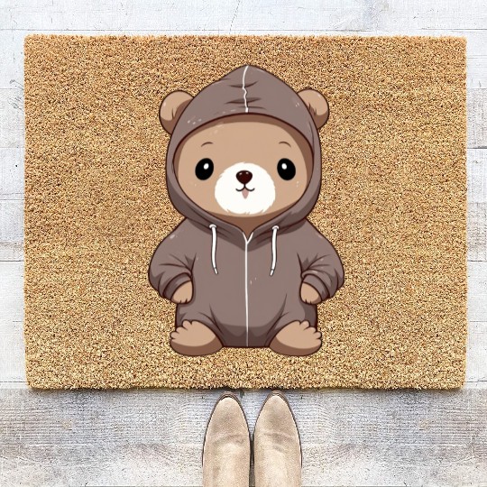 cute cartoon anime otter wearing Coir Doormats