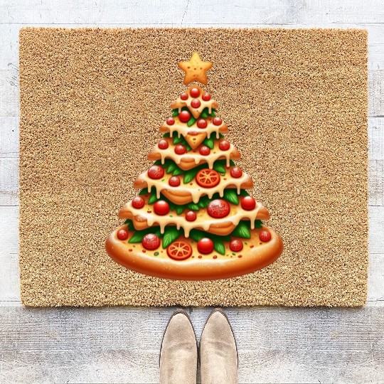 Christmas tree made of pizza Coir Doormats