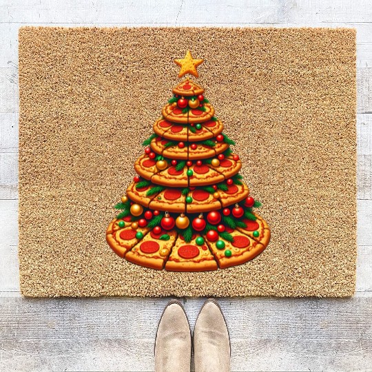 Christmas tree made of pizza Coir Doormats