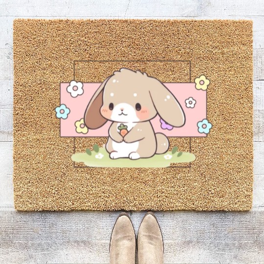 Kawaii Bunny Pastel Sweet Chibi Bunny Cute Aesthet Coir Doormats