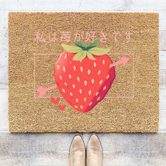 Strawberry Arrow Lovely Cute Fruit Japanese Kawaii Coir Doormats
