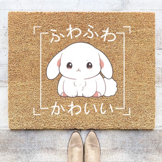 Yume Cute Bunny Chibi Pet Japanese Kanji Kawaii Ae Coir Doormats