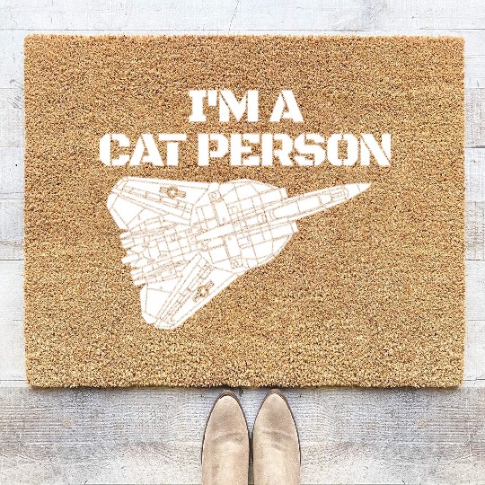 I'm Cat Person F14 Tomcat Fighter Jet Schematicf14 Coir Doormats