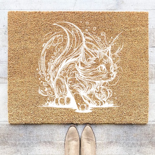 Cute Little Space Cat In Splash Style Coir Doormats