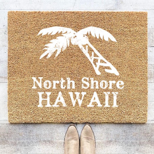 North Shore Hawaii Palm Tree Souvenirs Gifts Coir Doormats