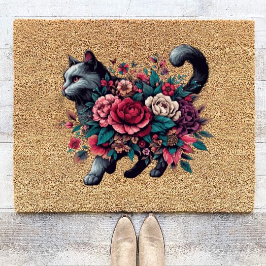 Floral Cat Mom: Embrace the Purrfect Style for Cat Coir Doormats