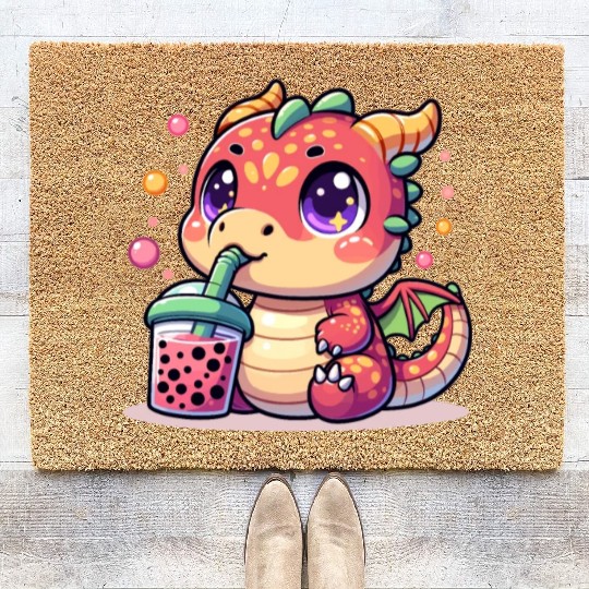 Boba Tea Dragon Kawaii Coir Doormats