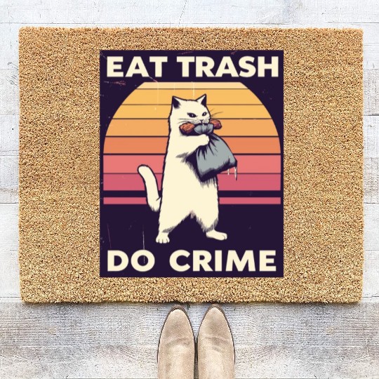 Eat Trash Do Crime street cat Coir Doormats