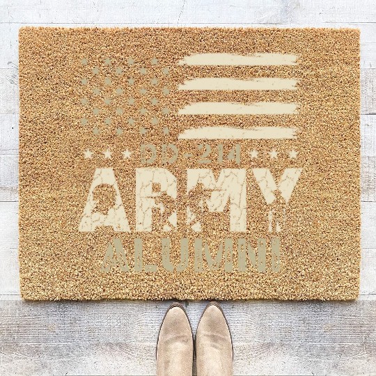 DD-214 Army Alumni Military US Flag Veteran USA Coir Doormats
