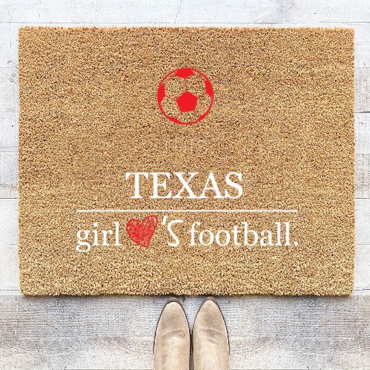 This girl texas football Coir Doormats