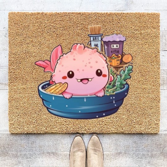 Axolotl Ramen Anime Kawaii Japanese Noodles Girls Coir Doormats