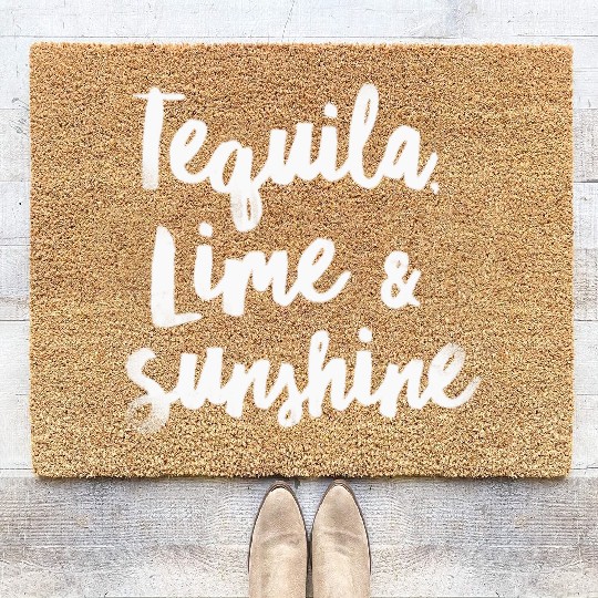 Tequila Lime Sunshine Funny Mexican Alcohol Cool Coir Doormats
