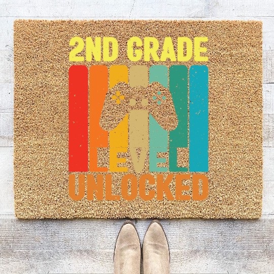 2nd Grade Level Unlocked Video Game Back to School Coir Doormats
