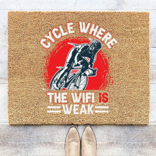 Cycle Where The Wifi Is Weak - Retro Cycling Coir Doormats