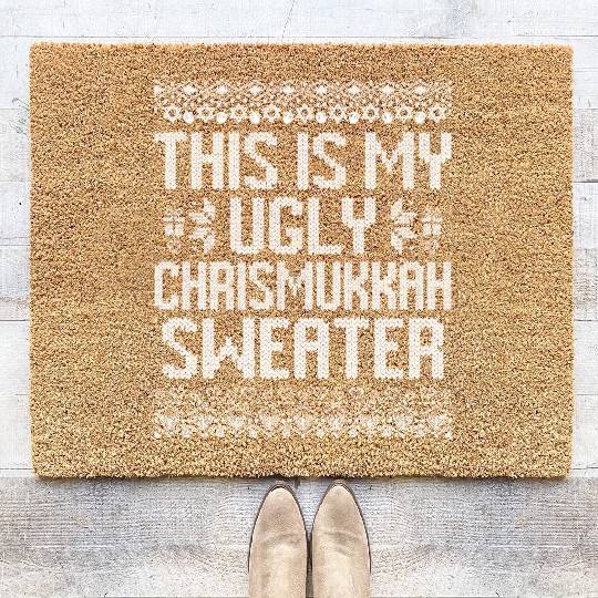 Happy Chrismukkah Christmas Hannukkah Gift Coir Doormats
