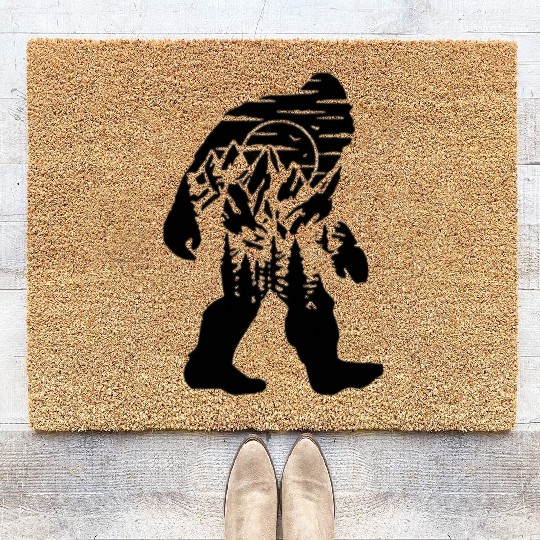 Mountain Wolf Howling Silhouette Coir Doormats