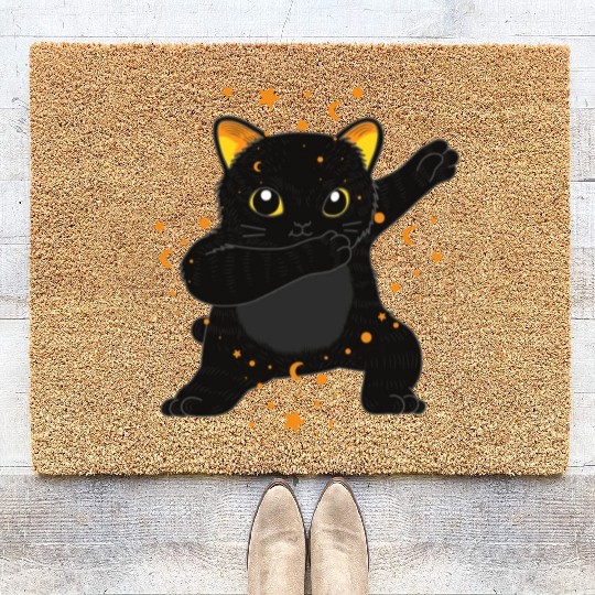 kawaii cat anime japanese retro Coir Doormats