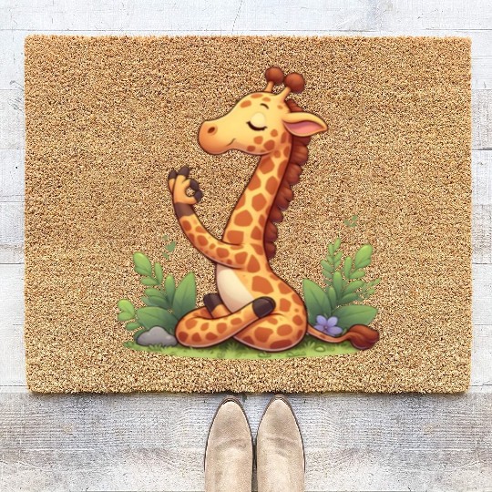 Giraffe yoga practitioner Coir Doormats