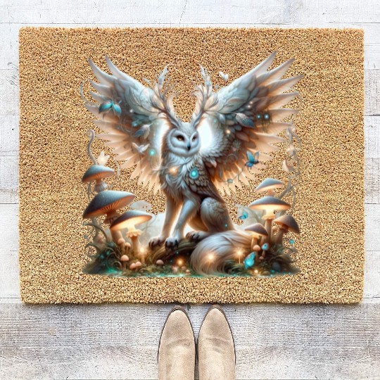 Mystic Owl of the Enchanted Forest Coir Doormats