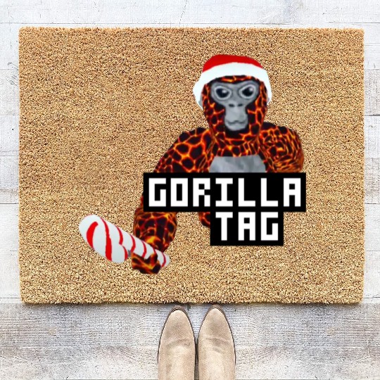 Gorilla Tag Santa Monkey Candy Cane Gorilla Coir Doormats