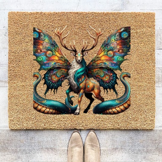 Celestial Stag The Seraph of the Forest Coir Doormats