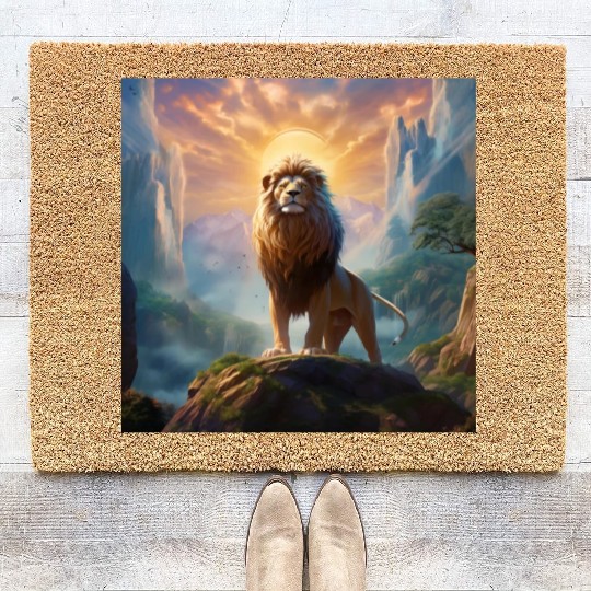 Celestial Lion King Art Print 144 Starseed Coir Doormats