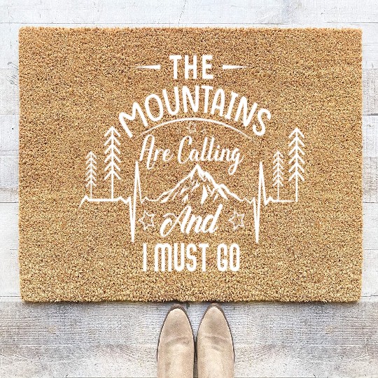 The Mountains are Calling | Hiking | Wanderlust Coir Doormats