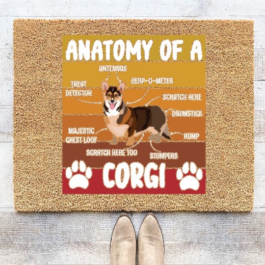 Anatomy of a Welsh Corgi Dog Pet Lover Coir Doormats
