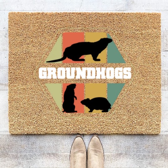 Groundhogs Silhouette Retro Vintage Groundhog Day Coir Doormats